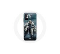 Funda para Xiaomi Poco M3 Pro Serie Vikings Temporada 6 Logo Ragnar Lothbrok V Espada Gris Fondo Borroso