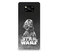Funda para Xiaomi Poco X3 Oficial de Star Wars Darth Vader Fondo Negro para Proteger tu móvil. Carcasa para Xiaomi de Silicona Flexible con Licencia Oficial de Star Wars.