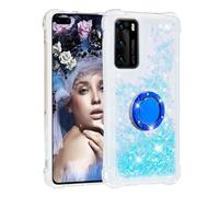 Funda para Xiaomi Redmi 14C con soporte de anillo, 3D Glitter Quicksand Flowing Liquid Bling Sparkle Cute Clear Transparent TPU Gel Silicona Slim Bumper Cover Protective Case para Xiaomi Redmi 14C