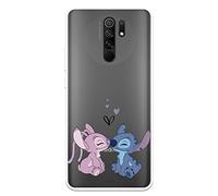 Funda para Xiaomi Redmi 9 Oficial de Lilo & Stitch - Angel & Stitch Beso para Proteger tu móvil. Carcasa de Silicona Flexible con Licencia Oficial de Disney