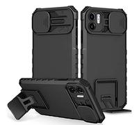 Funda para Xiaomi Redmi A1 / Redmi A2, Carcasa Protección Deslizante para la Cámara,con 360 Grados Full Body Anti-Shock Anti-arañazos Case Protector Bumper Silicona y Armor Soporte Carcasa, Negro