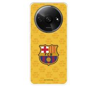 Funda para Xiaomi Redmi A3 del FC Barcelona Escudo Mes Que un Club Fondo Amarillo tansparente para Proteger tu móvil. Capa de Silicona Flexible con Licencia Oficial