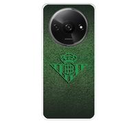 Funda para Xiaomi Redmi A3 del Real Betis Balompié Escudo Verde Fondo Trama tansparente para Proteger tu móvil. Capa de Silicona Flexible con Licencia Oficial