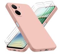 Funda para Xiaomi Redmi A5 4G EU Version（No para 5G/4G Global Version）con Tres Cristal Templado Protector de Pantalla, Rose Suave Silicona Protectora Carcasa para Xiaomi Redmi A5 4G