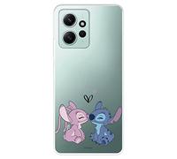 Funda para Xiaomi Redmi Note 12 4G Oficial de Disney Angel & Stitch Beso para Proteger tu móvil. Carcasa para Xiaomi de Silicona Transparente Flexible con Licencia Oficial de Lilo & Stitch