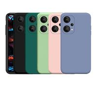 Funda para Xiaomi Redmi Note 12 Pro + 5G, 5 x Funda Suave de Mate Silicona TPU Gel Carcasa con Protección para Cámara (Negro + Verde Oscuro + Verde + Rosa + Azul Claro)