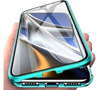 Funda para Xiaomi Redmi Note 12 Pro 5G, Carcasa Magnética Adsorción Casa Metal Bumper Cubierta Estuche 360 Grados Funda Protectora integrada Cubierta de Transparente Vidrio Templado Caja Cover,Verde