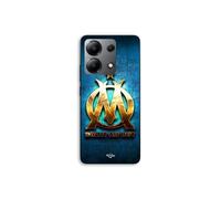 Funda para Xiaomi Redmi Note 13 4G OM dorada brillante directo al grano fondo azul Maniacase
