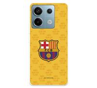 Funda para Xiaomi Redmi Note 13 5G del FC Barcelona Escudo Mes Que un Club Fondo Amarillo tansparente para Proteger tu móvil. Capa de Silicona Flexible con Licencia Oficial