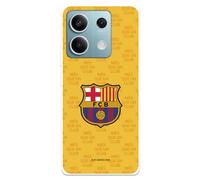 Funda para Xiaomi Redmi Note 13 Pro 5G - Poco X6 del FC Barcelona Escudo Mes Que un Club Fondo Amarillo tansparente Capa de Silicona Flexible con Licencia Oficial