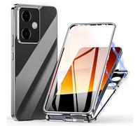 Funda para Xiaomi Redmi Note 13 Pro Plus / 13 Pro+, 360 Grados Delantera y Trasera de Transparente Vidrio Templado Case Cover, Fuerte Tecnología de Adsorción Magnética Metal Bumper Cubierta - Plata