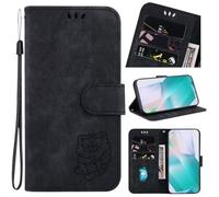 Funda para Xiaomi Redmi Note 14 5G, a prueba de golpes, piel sintética con relieve de tigre en relieve, con ranuras para tarjetas, funda protectora magnética para Xiaomi Redmi Note 14 5G, color negro