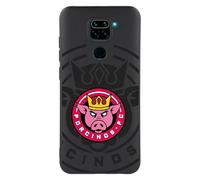 Funda para Xiaomi Redmi Note 9 Oficial de Kings League Porcinos FC Fondo Negro en Silicona Líquida Negra [Flexible, Semidura y Ultra-Resistente] [Protección contra Caídas]