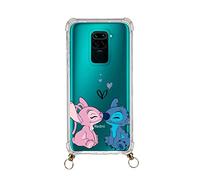 Funda para Xiaomi Redmi Note 9 Oficial de Lilo & Stitch Beso Colgante Transparente para Proteger tu móvil. Elige el Tipo de Carcasa Que más te guste con Licencia Oficial de Disney