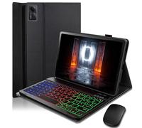Funda para Xiaomi Redmi Pad SE (2023) de 11 pulgadas con Bluetooth inalámbrico iluminado teclado alemán de colores (QWERTZ) y ratón, magnético desmontable, funda para teclado retroiluminado