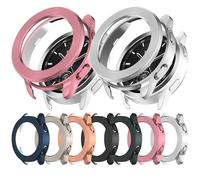 Funda para Xiaomi Watch S3 - Soft TPU Carcasa con Bisel de PC y Anillo, Accesorios de Reloj Anti Drop Anti Scratch (Plata + Rosa [2pcs])