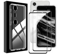 Funda para Xreal Beam Pro con 2 protectores de pantalla de vidrio templado, vidrio templado HD resistente a los arañazos 9H, cubierta delgada y delgada de TPU transparente a prueba de caídas