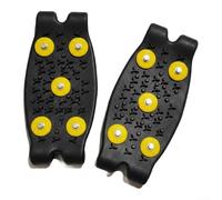 Funda para zapatos de ajuste ajustable con tacos de acero antideslizantes para trabajo al aire libre o recreación en condiciones de hielo y nieve (amarillo)