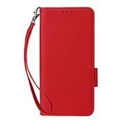 Funda para ZTE Blade A35E(Z2466),Cuero Flip Phone Case con 4 Ranuras para Tarjetas.Cierre magnético.Antideslizamiento y caída,con Cuerda de Mano-Red