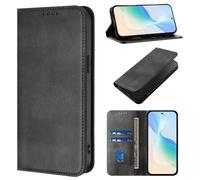 Funda para ZTE Blade A56 Pro, Retro Carcasa de PU Cuero Billetera Cubierta Cover con Suporte/Ranura para Tarjeta/Cierre Magnético/Bloqueo RFID, Black