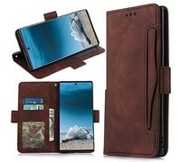 Funda para ZTE Blade A75 4G, de piel sintética, a prueba de golpes, magnética, con ranuras para tarjetas, para ZTE Blade A75 4G, color marrón