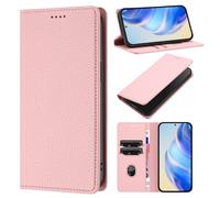 Funda para ZTE Blade V60 Vita / V60 Design, Patrón de Lichi Carcasa de PU Cuero Billetera Cubierta con Suporte/Ranura para Tarjeta/Cierre Magnético/Bloqueo RFID, Rosa