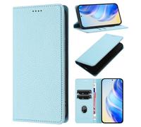 Funda para ZTE Blade V70 MAX, Patrón de Lichi Carcasa de PU Cuero Billetera Cubierta con Suporte/Ranura para Tarjeta/Cierre Magnético/Bloqueo RFID, Azul Cielo