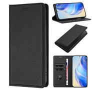 Funda para ZTE Blade V70, Patrón de Lichi Carcasa de PU Cuero Billetera Cubierta con Suporte/Ranura para Tarjeta/Cierre Magnético/Bloqueo RFID, Negro