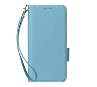 Funda para ZTE Nubia Focus 2 5G,Cuero Flip Phone Case con 4 Ranuras para Tarjetas.Cierre magnético.Antideslizamiento y caída,con Cuerda de Mano-Sky Blue