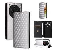 Funda para ZTE Nubia Focus 2 5G, Funda Tipo Billetera de Cuero con Tapa magnética, Funda Protectora a Prueba de Golpes para ZTE Nubia Focus 2 5G-Plata