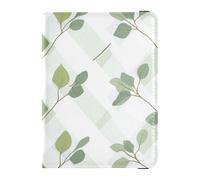 Funda personalizable de piel de eucalipto blanco y blanco con romboides, organizador de documentos de viaje, protector de tarjetas de identificación, cartera ultra delgada, romboide blanco eucalipto