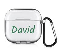 Funda Personalizada con Estilo manuscrito Compatible con Apple Air Pods 4.ª generación (2024), Funda Protectora Personalizada con Nombre y Llavero (Transparente)