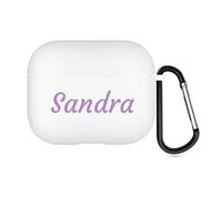 Funda Personalizada con Estilo manuscrito Compatible con Apple Air Pods de 3.ª generación (2021), Funda Protectora Personalizada con Nombre y Llavero (Blanca)