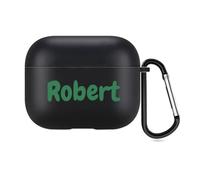 Funda Personalizada con Estilo manuscrito Compatible con Apple Air Pods de 3.ª generación (2021), Funda Protectora Personalizada con Nombre y Llavero (Negro)