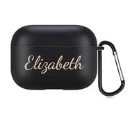 Funda Personalizada con Estilo manuscrito Compatible con Apple Air Pods Pro 2.ª generación (2022), Funda Protectora Personalizada con Nombre y Llavero (Negra)