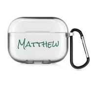 Funda Personalizada con Estilo manuscrito Compatible con Apple Air Pods Pro 3.ª generación (2025), Funda Protectora Personalizada con Nombre y Llavero (Semitransparente)