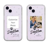 Funda personalizada con retrato de mascotas de dibujos animados para iPhone 16, 15, 14, 13, 12, 11 Pro Max, regalo personalizado para madres de perros, multicolor