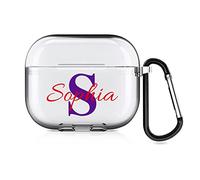 Funda personalizada de 2 lados para AirPods de Apple de 3ª generación, funda protectora de TPU suave con tu nombre y foto, funda de regalo personalizada con llavero (transparente)