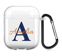Funda personalizada para AirPods 2 lados para Apple AirPods 1 y 2ª generación, funda protectora de TPU suave para hacer tu mismo con nombre y foto (semitransparente)