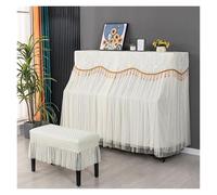Funda piano encaje volantes Cubierta de piano Protector vertical completo Conjunto tela proceso acolchado engrosado encaje bordado(12,Piano - single stool)