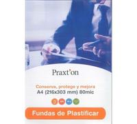 Funda Plastificar PRAXTON Din-A4 80 Micras Brillo, Caja x100 (A4)