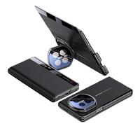 Funda Plegable De Cuero para Huawei Mate X7, Cubierta De Pantalla Plegable con Ventana De Visualización Inteligente, Soporte De Lente Invisible De Metal (Negro)