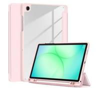 Funda Plegable en Tres Partes for Tablet, Compatible con Samsung Galaxy Tab A11 Plus de 11 Pulgadas SM-X230/X236B (Modelo 2025), con Ranura for lápiz y Cubierta Trasera rígida de acrílico.(Pink)