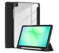 Funda Plegable en Tres Partes for Tablet, Compatible con Samsung Galaxy Tab A11 Plus de 11 Pulgadas SM-X230/X236B (Modelo 2025), con Ranura for lápiz y Cubierta Trasera rígida de acrílico.(Black)