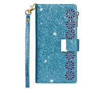 Funda plegable para iPhone 16 Pro Max/16 Pro/16 Plus/16, billetera ligera de lujo con ranuras para tarjetas, funda de piel magnética, azul, 16