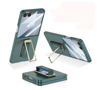 Funda Plegable para Teléfono con Pulsera Soporte Wwivel para Samsung Galaxy Z Flip 7, Funda Protectora Todo Incluido para Z Flip7, Película De Vidrio Ultradelgada (Verde)
