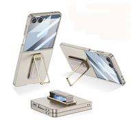 Funda Plegable para Teléfono con Pulsera Soporte Wwivel para Samsung Galaxy Z Flip 7, Funda Protectora Todo Incluido para Z Flip7, Película De Vidrio Ultradelgada (Gris)