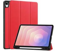 Funda Plegable Triple con Soporte for Samsung Galaxy Tab S11, 11 Pulgadas, SM-X730/SM-X736B 2025, Dura con Funda for portalápices(Red)