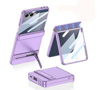 Funda Plegable Ultrafina para Samsung Galaxy Z Flip 7, Cubierta Protectora Todo Incluido para Flip7, Película De Pantalla De Vidrio con Bisagra Magnética (Violeta)