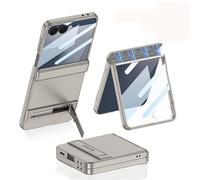 Funda Plegable Ultrafina para Samsung Galaxy Z Flip 7, Cubierta Protectora Todo Incluido para Flip7, Película De Pantalla De Vidrio con Bisagra Magnética (Gris Claro)